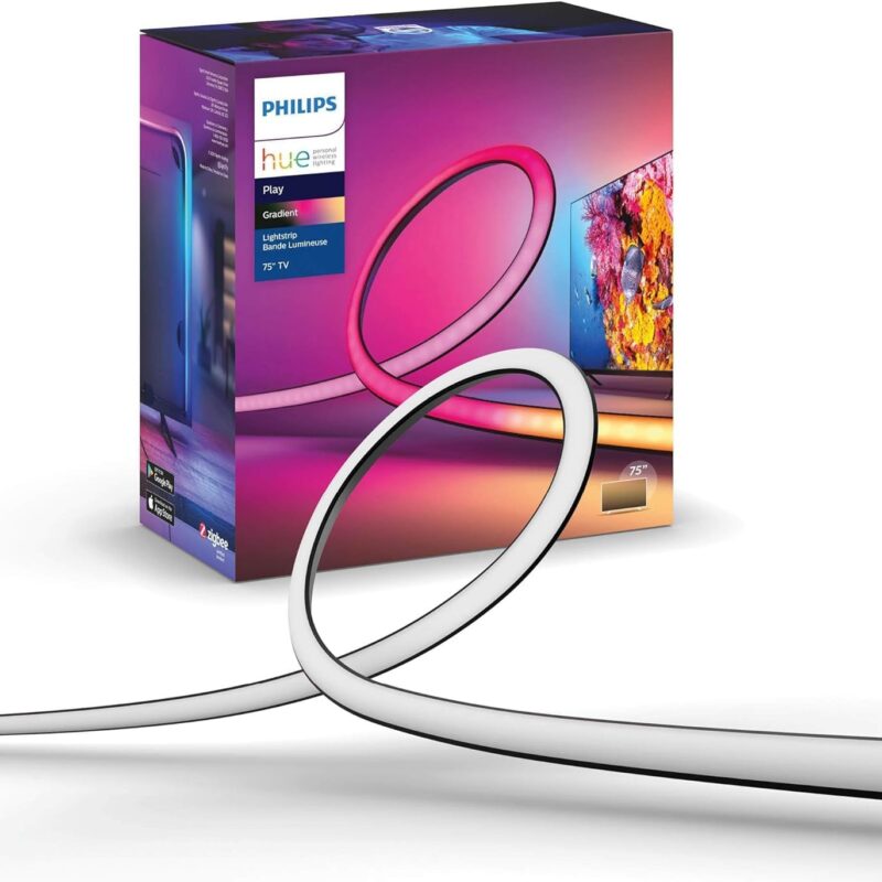 Philips Hue 75" Smart TV Light Strip - White and Color Ambiance LED Color-Changing TV Backlight - Sync with TV, Music, and Gaming - Requires Bridge and Sync Box - Control with App or Voice Assistant