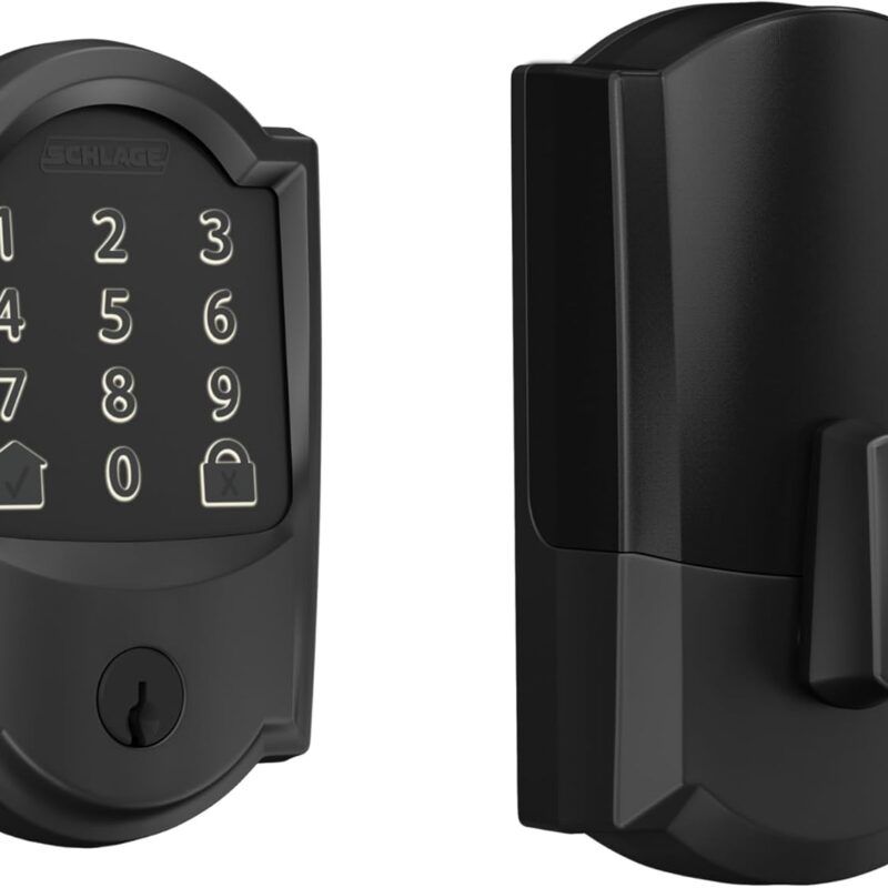 Schlage Encode Smart WiFi Deadbolt Lock for Front Door - Keyless Entry with App or Touchscreen - Works with Alexa, Apple HomeKit, Hey Google, & Airbnb - Create Codes for Guests - Matte Black