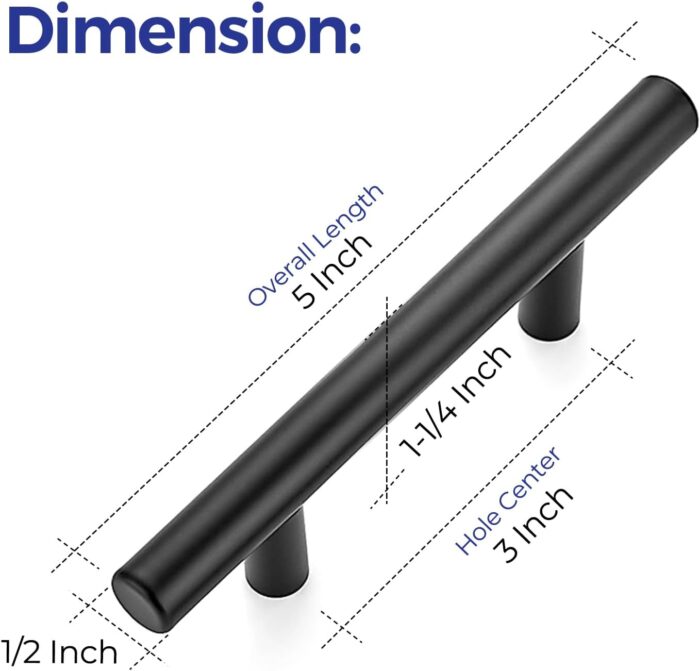 Ravinte 30 Pack | 5 Inch Cabinet Pulls Matte Black Stainless Steel Kitchen Drawer Pulls Cabinet Handles 5 InchLength, 3 Inch Hole Center - Image 3