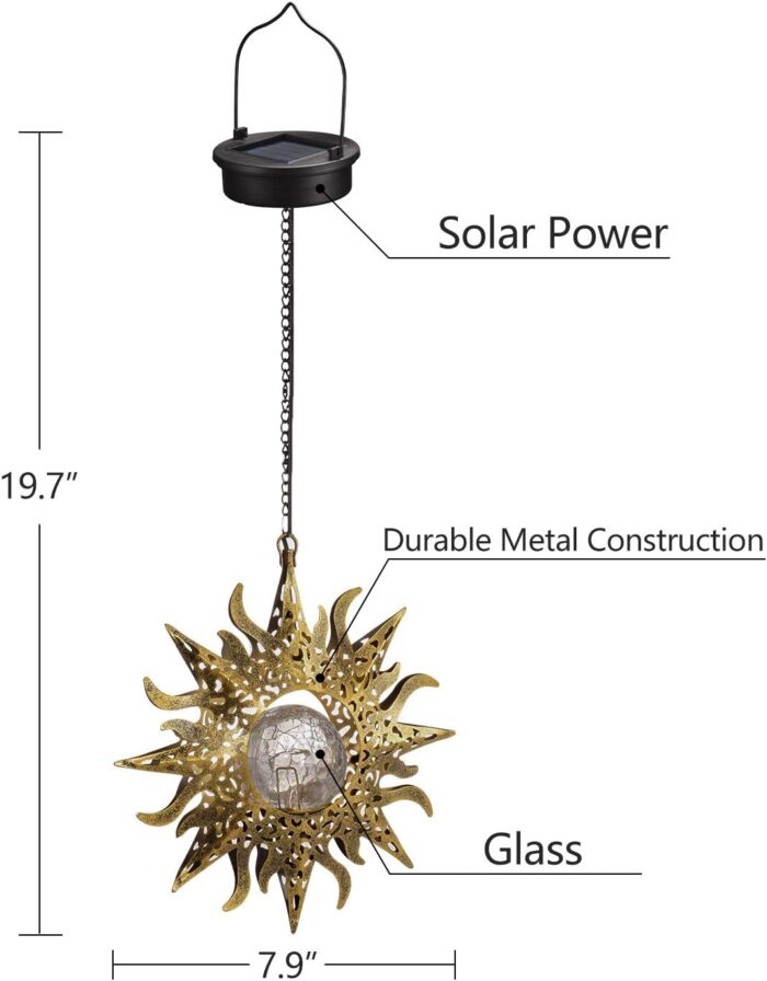Solar Lights Outdoor Garden Decor Hanging Lanterns Decoration Metal Sunflower Gifts Waterproof for Yard Clearance Front Porch Lawn Driveway Patio Backyard Pathway Gardening Gift - Image 7