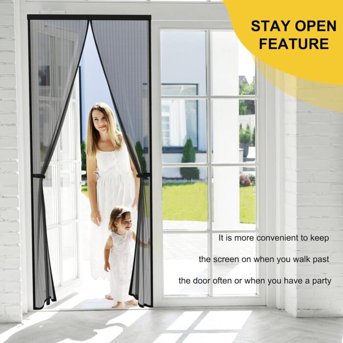 Magnetic Screen Door -Fit for Door Size:32x80 Inch, Hands Free Mesh Partition, Heavy Duty Screen Door Mesh Curtain Keeps Bugs Out, Frame Hook & Loop, Pet and Kid Friendly, Screen Door Size 34x82 - Image 3