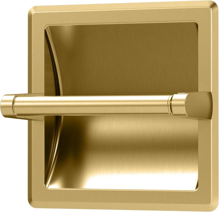 Gatco 753 Recessed Pivoting Toilet Paper Holder, Wall Mounted, Heavy Duty Metal Tissue Holder for Bathroom – Available in Brushed Brass - Image 2