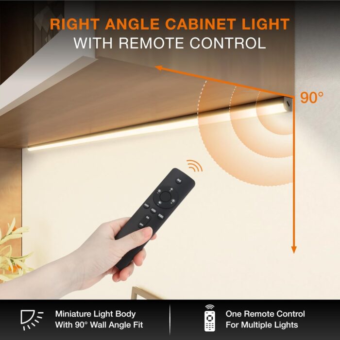 Under Cabinet Lights Remote Control,2 Pack Magnetic Dimmable Closet Lights,USB Rechargeable Wireless LED Shop Light,Ceiling and Under Counter Lights for Kitchen (Black, 60CM) - Image 3