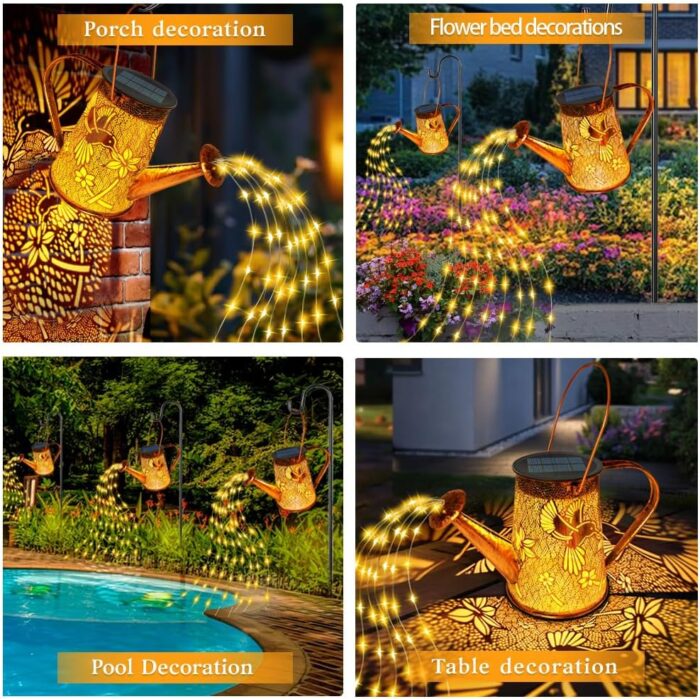 Solar Watering Can Lights, Hummingbird Mothers Day Gifts for Women Mom Grandma Birthday, Waterproof Outdoor Garden Decor Large Hanging Solar Lanterns Garden Lights for Patio Yard Flowerbed Pathway - Image 3