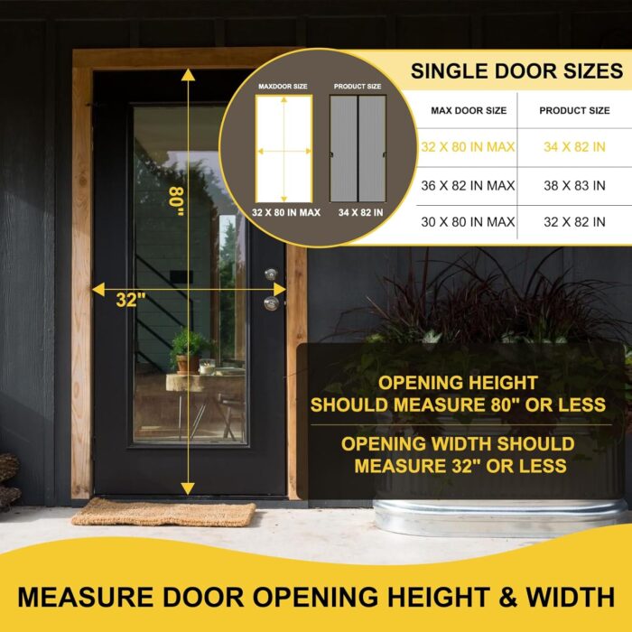 Magnetic Screen Door -Fit for Door Size:32x80 Inch, Hands Free Mesh Partition, Heavy Duty Screen Door Mesh Curtain Keeps Bugs Out, Frame Hook & Loop, Pet and Kid Friendly, Screen Door Size 34x82 - Image 2