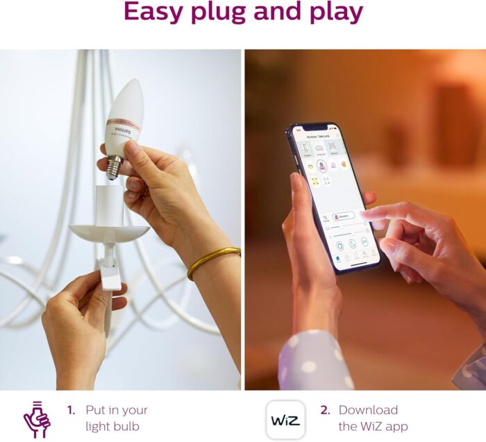 Philips 40-Watt Equivalent B12 LED Smart Wi-Fi Tuneable White Light Bulb Powered by WiZ with Bluetooth (4-Pack) - Image 5