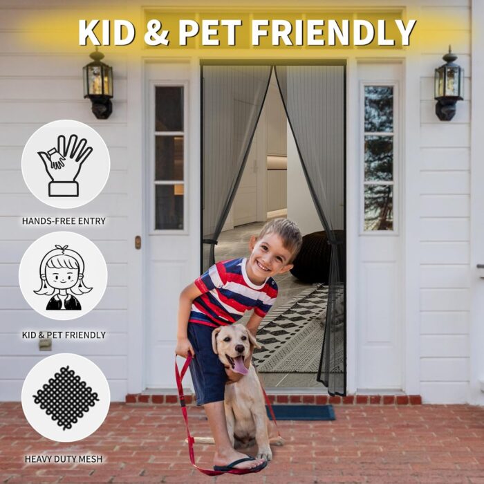 Magnetic Screen Door -Fit for Door Size:32x80 Inch, Hands Free Mesh Partition, Heavy Duty Screen Door Mesh Curtain Keeps Bugs Out, Frame Hook & Loop, Pet and Kid Friendly, Screen Door Size 34x82 - Image 4