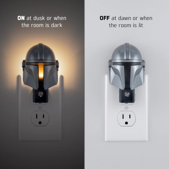 STAR WARS The Mandalorian Helmet LED Night Light, Plug-in, Dusk to Dawn, Light-Sensing, Ideal for Kids Room, Bedroom, Office, Wall Decor, Gifts, 53232 - Image 2