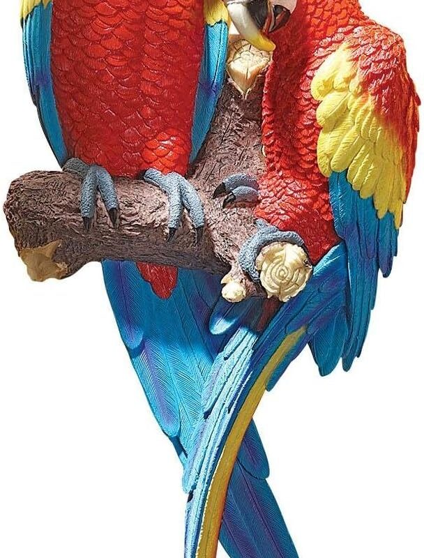 Design Toscano Tropical Scarlet Macaws Wall Sculpture, 22 Inch, Full Color