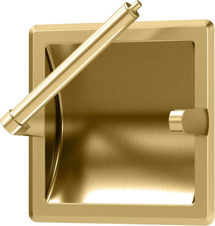 Gatco 753 Recessed Pivoting Toilet Paper Holder, Wall Mounted, Heavy Duty Metal Tissue Holder for Bathroom – Available in Brushed Brass - Image 3