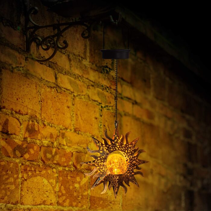Solar Lights Outdoor Garden Decor Hanging Lanterns Decoration Metal Sunflower Gifts Waterproof for Yard Clearance Front Porch Lawn Driveway Patio Backyard Pathway Gardening Gift - Image 2