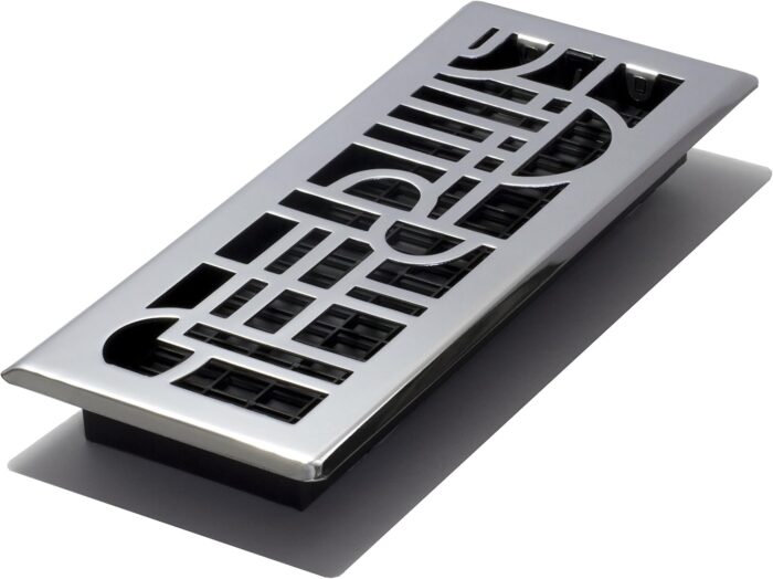 Décor Grates ADH412-C Art Deco Floor Register, 4x12 Inches, Chrome, 1 Pack