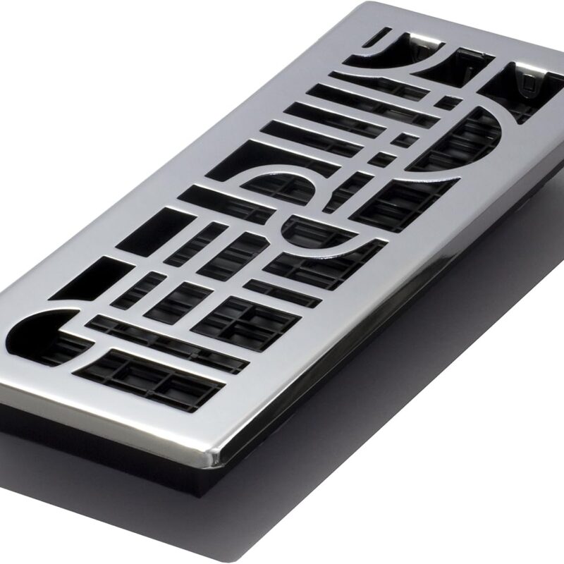 Décor Grates ADH412-C Art Deco Floor Register, 4x12 Inches, Chrome, 1 Pack