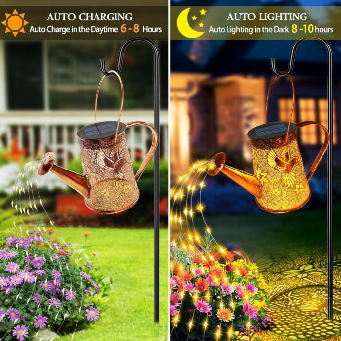 Solar Watering Can Lights, Hummingbird Mothers Day Gifts for Women Mom Grandma Birthday, Waterproof Outdoor Garden Decor Large Hanging Solar Lanterns Garden Lights for Patio Yard Flowerbed Pathway - Image 7