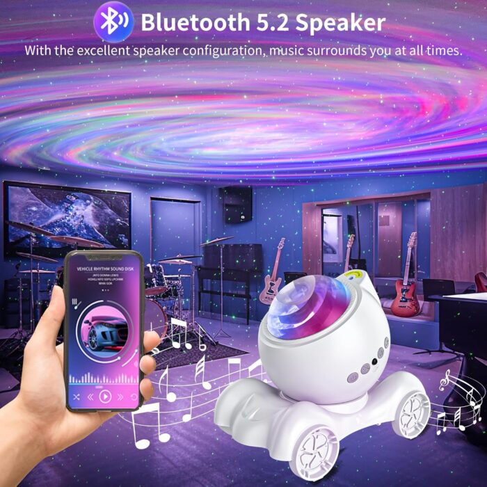 ENOKIK Galaxy Projector, Star Aurora Projector Built-in Bluetooth Speaker, Night Light for Kids Adults, White Noise Light for Home Decor/Relaxation/Party/Music/Gift (White) - Image 3