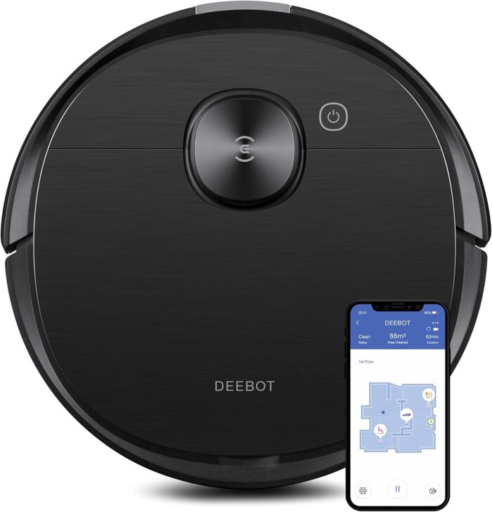 ECOVACS Deebot T8 AIVI Robot Vacuum Cleaner For Floors,Carpet, Vacumming and Mopping in One-Go, Laser Mapping, Smart AI Object Recognition, On-Demand Live Video, Custom Clean, 3+ Hours of Runtime