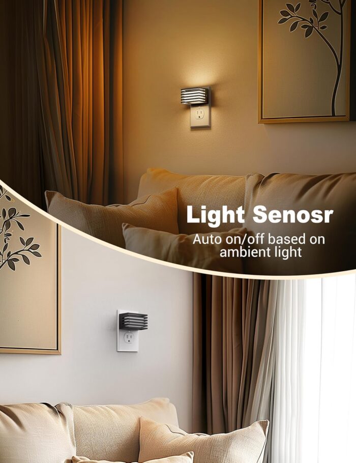 JandCase LED Night Light, [2 Pack] Night Lights Plug into Wall with Dusk to Dawn Sensor, Dimmable Plug in Night Light, Adjustable Brightness, 3000K Soft White Nightlight for Bedroom Bathroom Hallway - Image 3