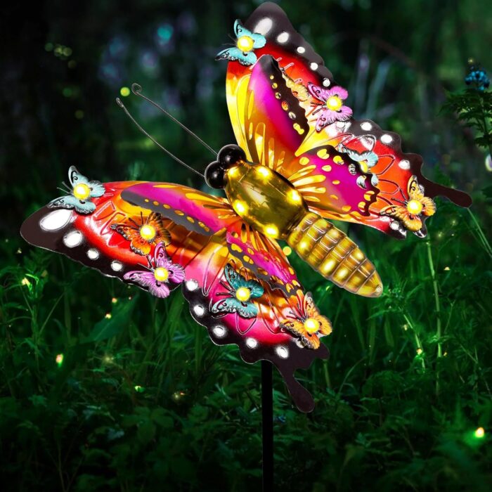 Solar Butterfly Garden Lights - Large 41" Metal Decorative Stake Lights, Waterproof Outdoor Decor for Patio, Yard, Porch & Gardening Gifts - Image 9