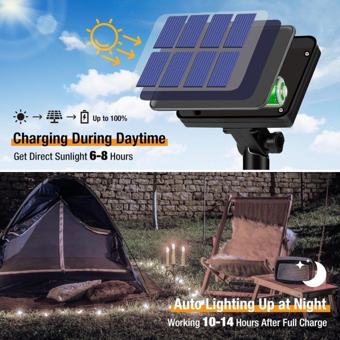 6-Pack Solar String Lights Outdoor, 480LED 198FT Solar Fairy Lights Waterproof 8 Modes Copper Wire Solar Powered Twinkle Lights for Outside Garden Patio Tree Christmas Wedding Party Decor (Cool White) - Image 2