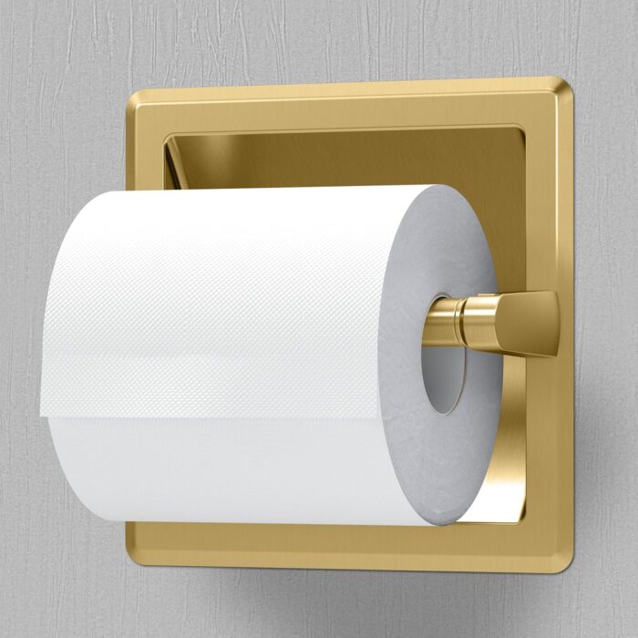 Gatco 753 Recessed Pivoting Toilet Paper Holder, Wall Mounted, Heavy Duty Metal Tissue Holder for Bathroom – Available in Brushed Brass - Image 5