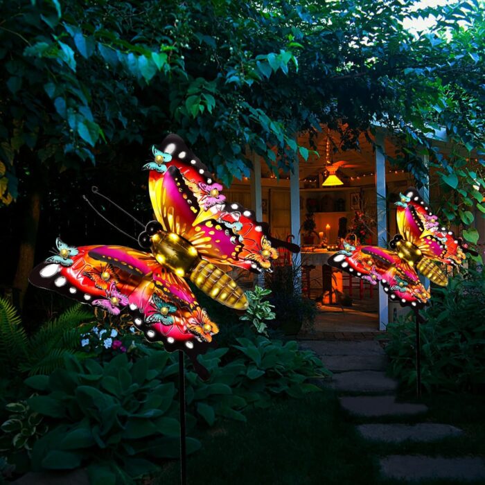 Solar Butterfly Garden Lights - Large 41" Metal Decorative Stake Lights, Waterproof Outdoor Decor for Patio, Yard, Porch & Gardening Gifts - Image 8