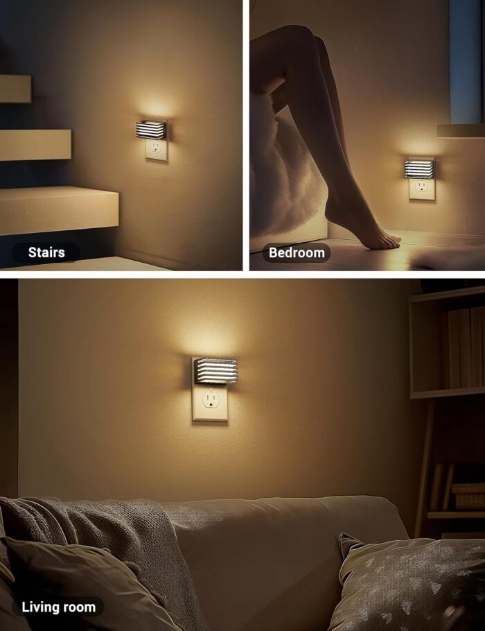 JandCase LED Night Light, [2 Pack] Night Lights Plug into Wall with Dusk to Dawn Sensor, Dimmable Plug in Night Light, Adjustable Brightness, 3000K Soft White Nightlight for Bedroom Bathroom Hallway - Image 5