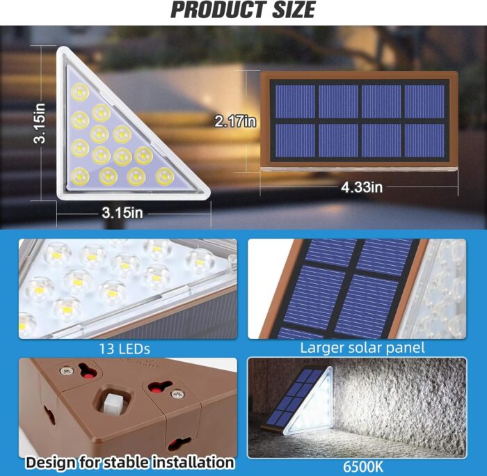 NIORSUN Solar Step Lights for Outside, Stair Light Outdoor Waterproof IP67 Auto On Off,Cool White Light,Solar Lights for Steps,Stair,Patio,Yard,Porch,Front Door,Sidewalk,Deck Decor,Brown,6 Pack - Image 5
