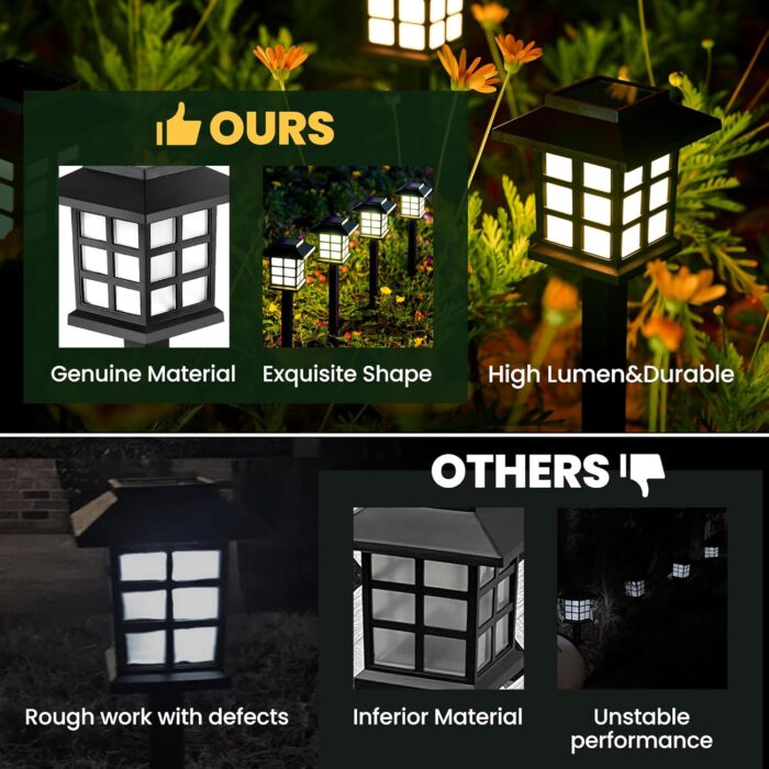 GIGALUMI Solar Outdoor Lights,12 Pack LED Solar Lights Outdoor Waterproof, Solar Walkway Lights Maintain 10 Hours of Lighting for Your Garden, Landscape, Path, Yard, Patio, Driveway - Image 3