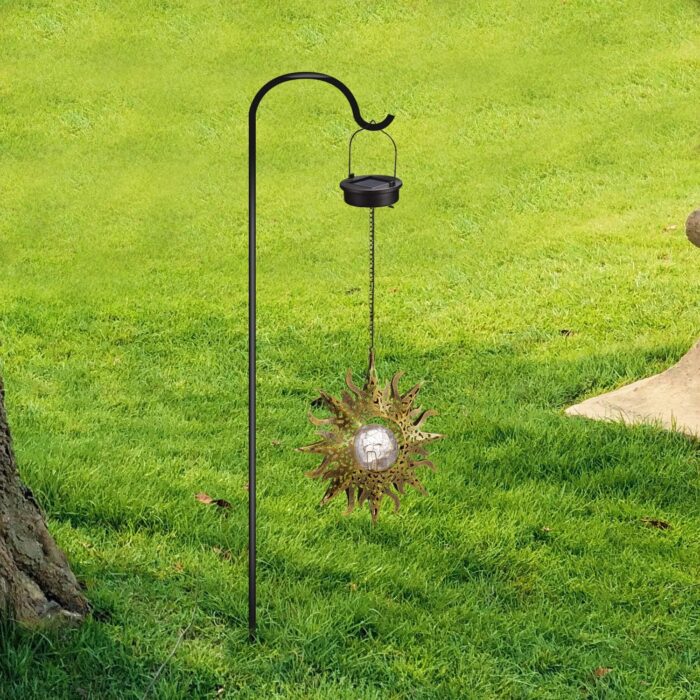 Solar Lights Outdoor Garden Decor Hanging Lanterns Decoration Metal Sunflower Gifts Waterproof for Yard Clearance Front Porch Lawn Driveway Patio Backyard Pathway Gardening Gift - Image 4