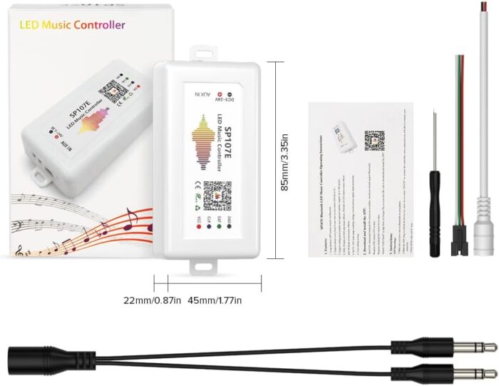 BTF-LIGHTING FCOB RGB WS2811 IC WS2812B WS2811 WS2813 SP107E Music Bluetooth Full Color Controller Support Almost All The LED IC Chip Suit for LED Strip,Matrix Panel,Module Buli-in Mic/AUX Input - Image 2