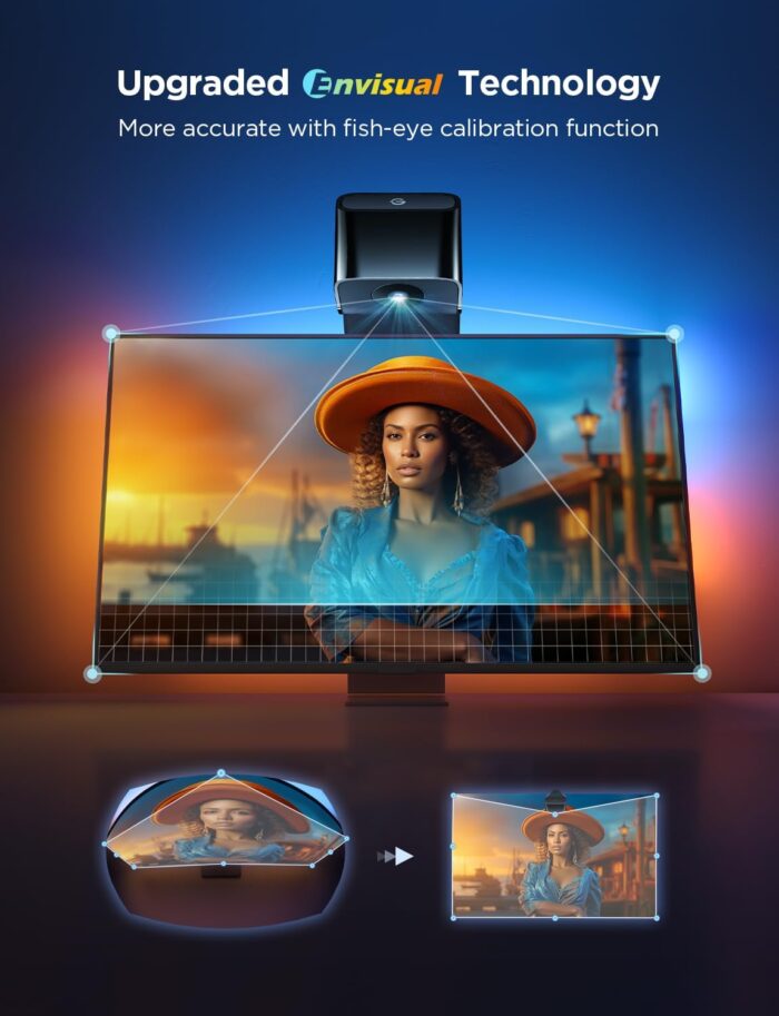 Govee TV Backlight 3 Lite with Fish-Eye Correction Function Sync to 40-50 Inch TVs, 7.8ft RGBICW Wi-Fi LED Strip Lights with Camera, 4 Colors in 1 Lamp Bead, Voice and APP Control, Adapter - Image 2