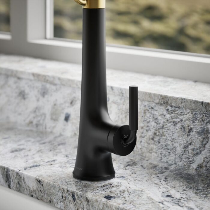 KOHLER 23765-BMB Tone Semi Professional Kitchen Faucet, Matte Black Moderne Brass - Image 6