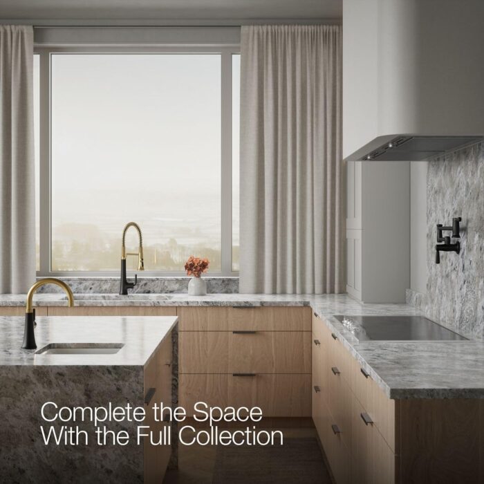 KOHLER 23765-BMB Tone Semi Professional Kitchen Faucet, Matte Black Moderne Brass - Image 8