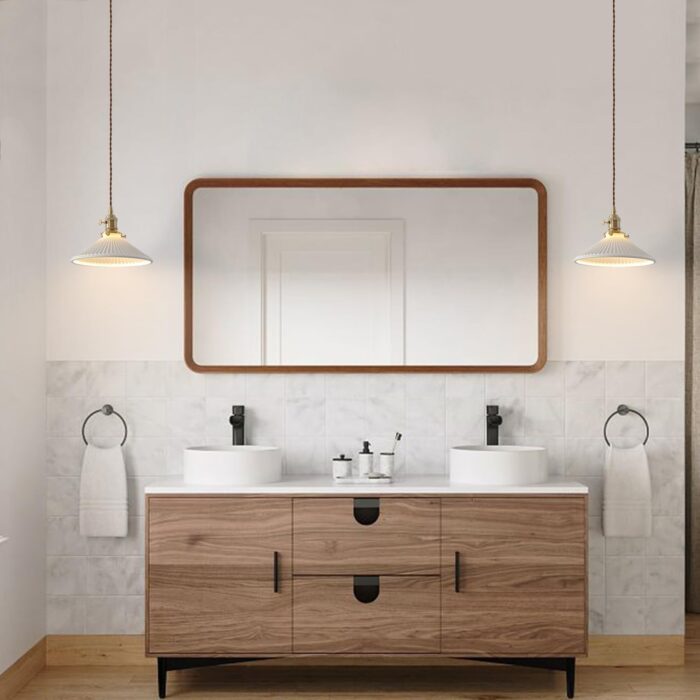 Modern Brushed Brass Pendant Lights Kitchen Island 2 Pack Mid Cenrury Milk Glass Hanging Light Fixture Vintage White and Gold Ceramic Pendant Light for Dining Room Bedroom Entryway MPL16D-2 - Image 6