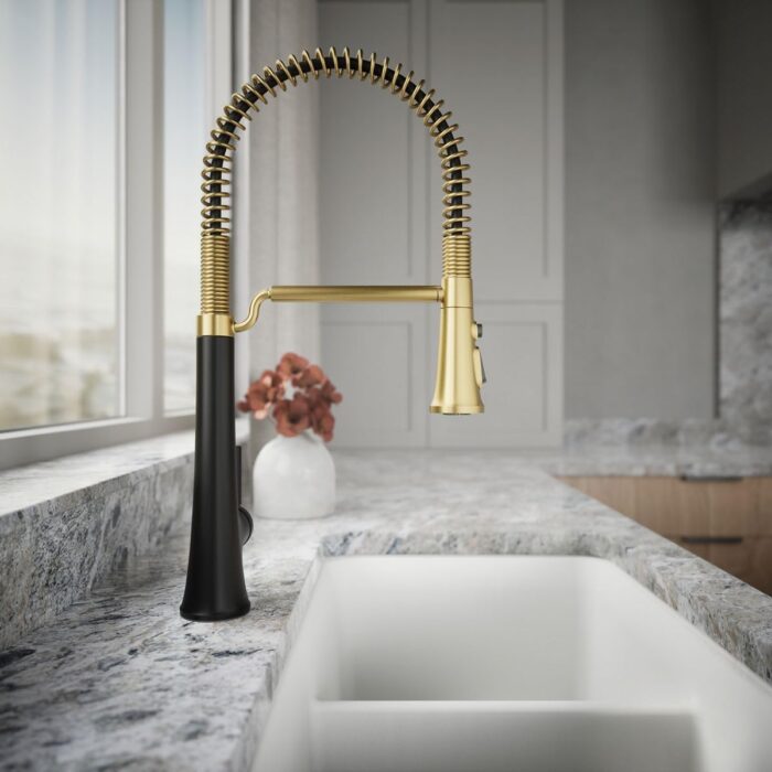 KOHLER 23765-BMB Tone Semi Professional Kitchen Faucet, Matte Black Moderne Brass - Image 7