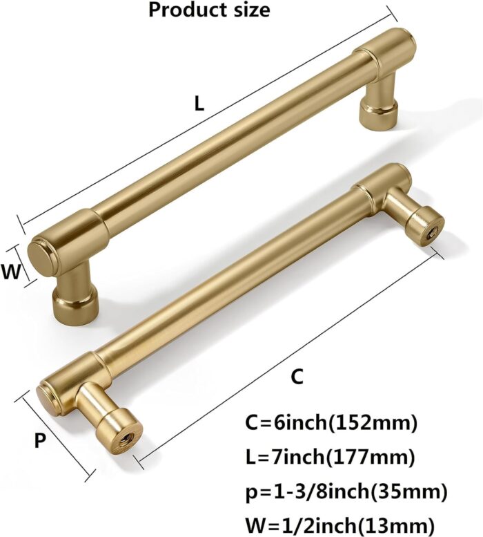 khtumeware 30 Pack 6 Inch(152mm) Champagne Bronze Cabinet Pulls Satin Brass Cabinet Pulls Gold Kitchen Cabinet Hardware for Cupboard Drawer Pulls Dresser Handle - Image 3