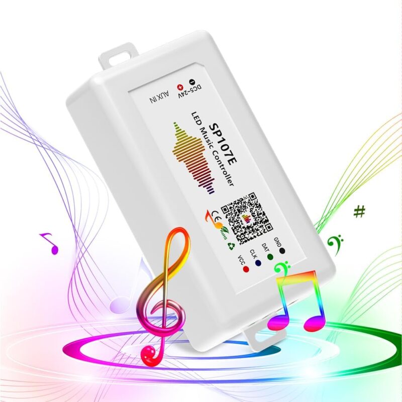 BTF-LIGHTING FCOB RGB WS2811 IC WS2812B WS2811 WS2813 SP107E Music Bluetooth Full Color Controller Support Almost All The LED IC Chip Suit for LED Strip,Matrix Panel,Module Buli-in Mic/AUX Input