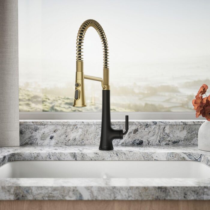 KOHLER 23765-BMB Tone Semi Professional Kitchen Faucet, Matte Black Moderne Brass - Image 5