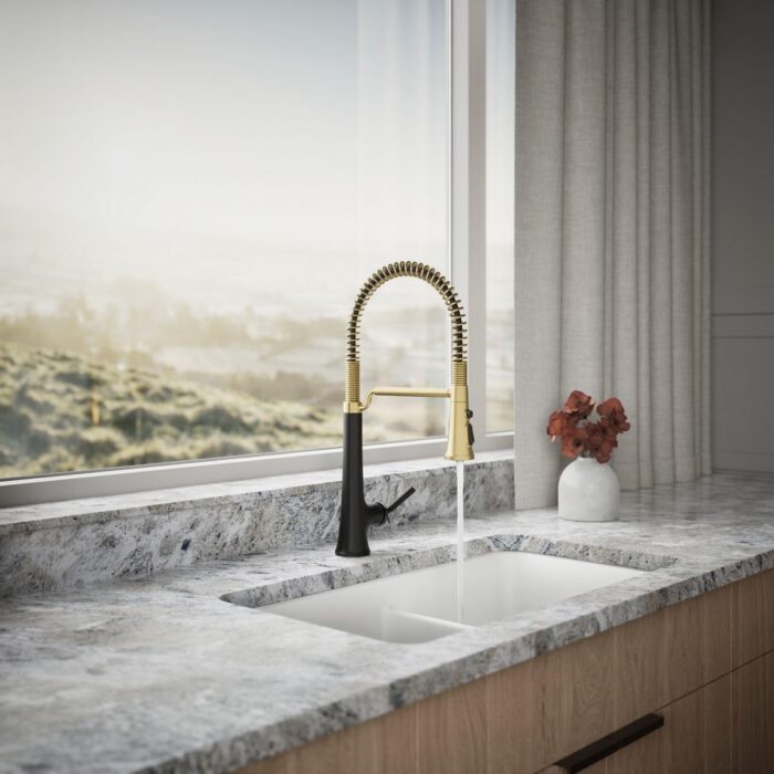 KOHLER 23765-BMB Tone Semi Professional Kitchen Faucet, Matte Black Moderne Brass - Image 4