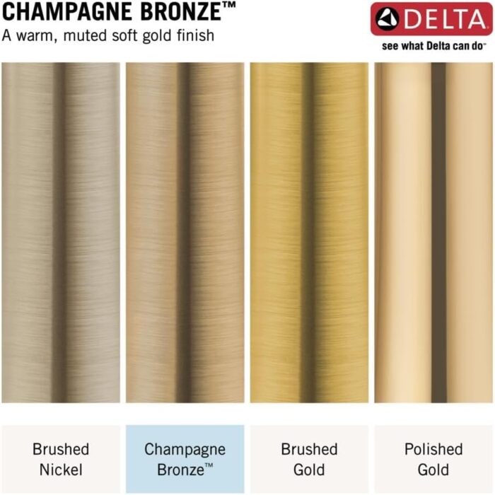 Delta Faucet Modern Raincan 2-Setting Square Shower System Including Rain Shower Head and Handheld Spray Gold, Rainfall Shower System Gold, Shower Valve and Trim Kit, Champagne Bronze 342701-CZ - Image 5