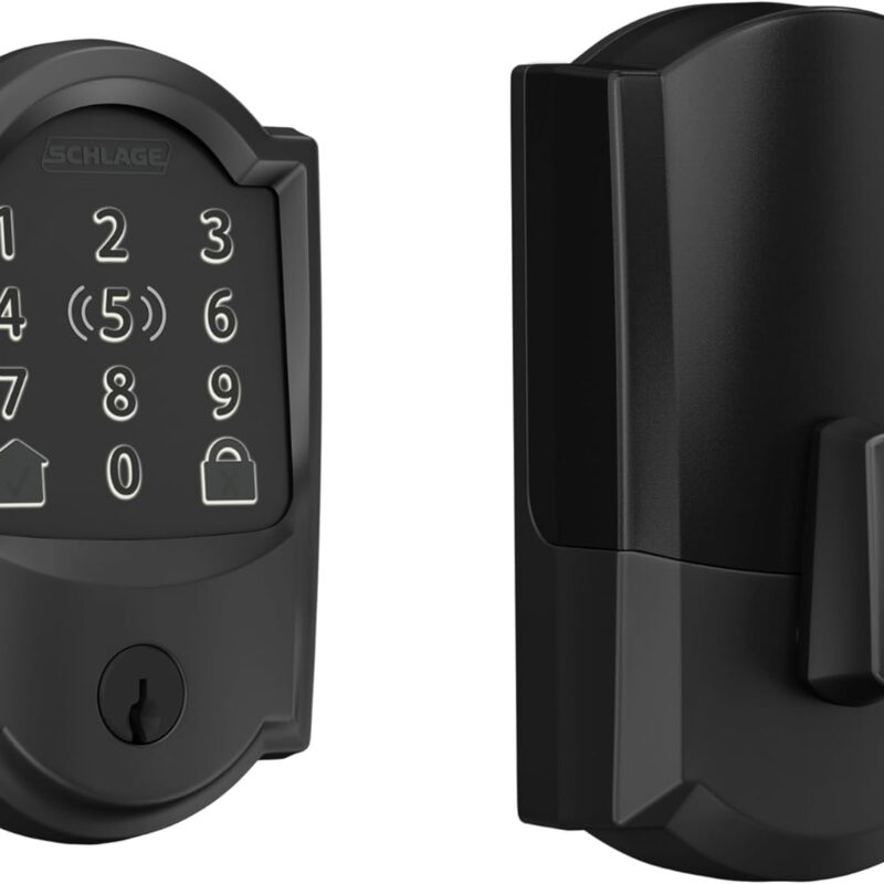 Schlage BE499WB CAM 622 Encode Plus WiFi Deadbolt Smart Lock, Keyless Entry Touchscreen Door Lock with Camelot Trim, Matte Black