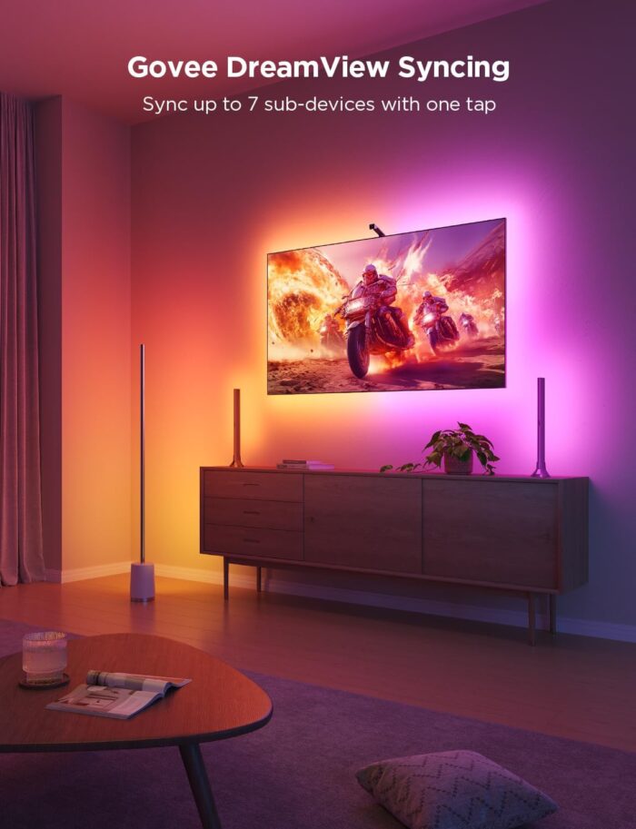 Govee TV Backlight 3 Lite with Fish-Eye Correction Function Sync to 40-50 Inch TVs, 7.8ft RGBICW Wi-Fi LED Strip Lights with Camera, 4 Colors in 1 Lamp Bead, Voice and APP Control, Adapter - Image 4