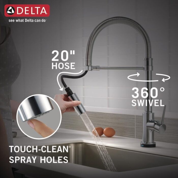 Delta Faucet Trinsic Pro Single-Handle Spring Spout Touch Kitchen Sink Faucet with Pull Down Sprayer, Touch2O Technology and Magnetic Docking Spray Head, Arctic Stainless 9659T-AR-DST - Image 7