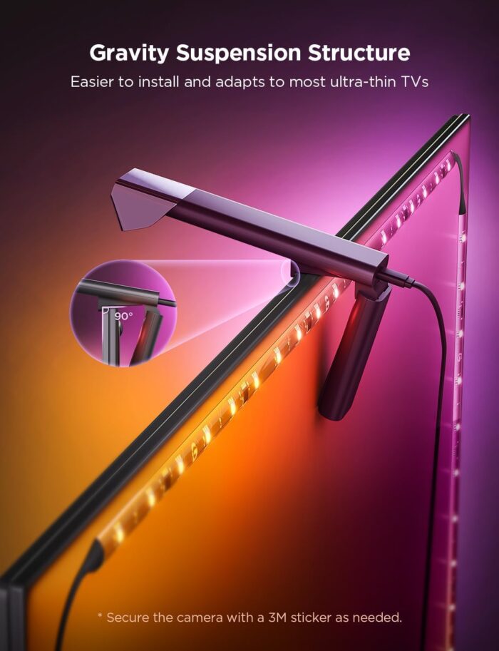 Govee TV Backlight 3 Lite with Fish-Eye Correction Function Sync to 40-50 Inch TVs, 7.8ft RGBICW Wi-Fi LED Strip Lights with Camera, 4 Colors in 1 Lamp Bead, Voice and APP Control, Adapter - Image 5