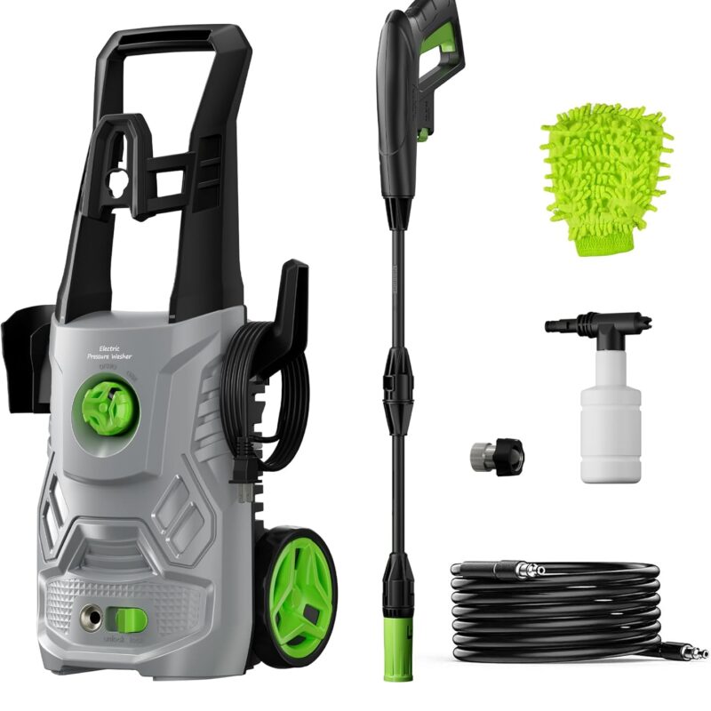 Pressure Washer, 4200PSI 2.6 GPM Power Washer with Foam Cannon 23FT Hose PATOOLIO Electric High Pressure Washer for Fences, Patios, Decks, Patios and Cars Powerwasher