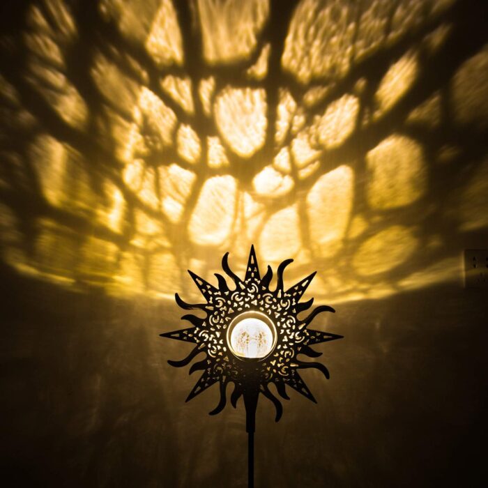 HOMEIMPRO Large Sun Solar Garden Decor Lights Outdoor Garden Gifts Mom Dad, Crackle Glass Metal Stake,Yard Decorations, Waterproof LED Lights for Lawn Patio Ornaments, Mothers Day Gifts for Women - Image 6
