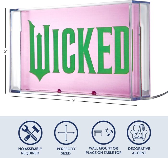 Wicked Logo Acrylic Light Up Neon Sign for Wall or Table, 9"W x 5"H x 1.8"D - Image 2