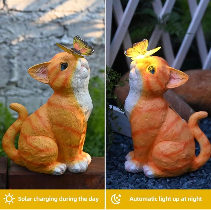 Cat Garden Figurines Outdoor Decor Solar Statue with LED Lights for Patio Lawn Yard Art Decoration Housewarming Garden Gift - Image 4