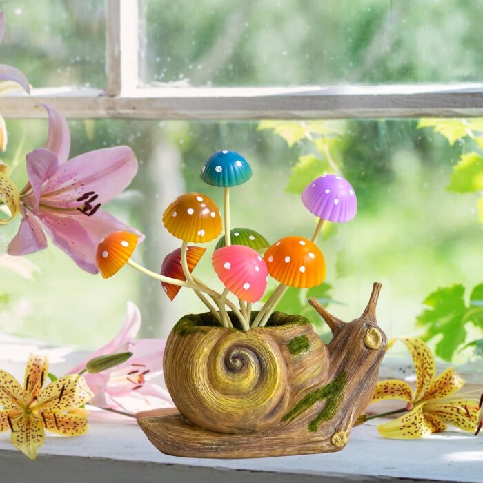 Solar Lights Outdoor Fairy Garden Accessories, Snail Statues Garden Decor for Outside, Gifts for Mother's Day Yard Decorations Patio Lawn Porch Balcony, Unique Housewarming Gifts for Women Mom Grandma - Image 9