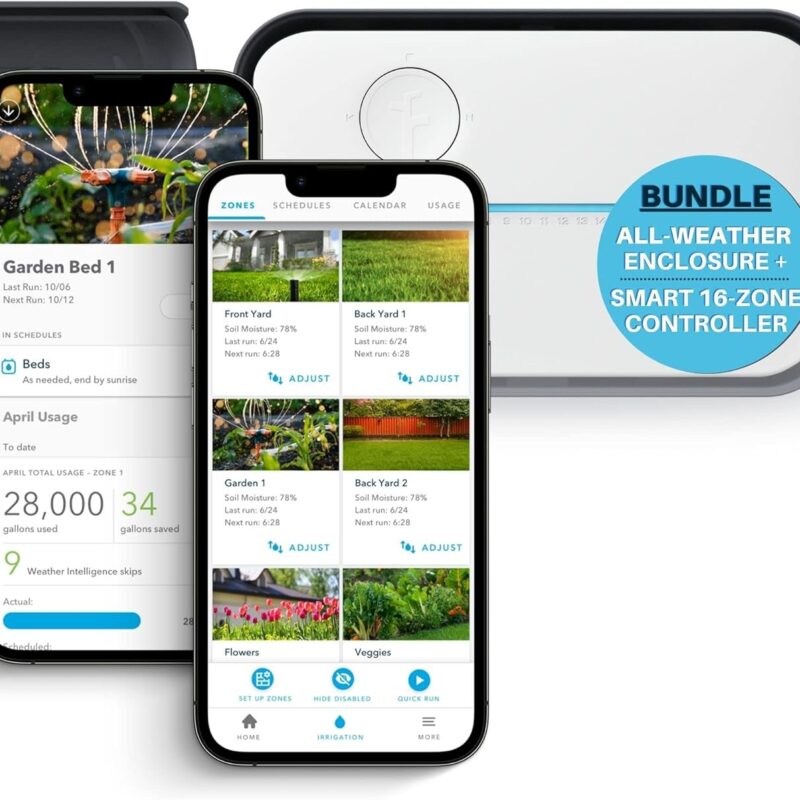 Rachio 3 Smart Bundle: Includes Rachio 3rd Generation-16 Zone Smart Sprinkler Controller (Alexa Compatible w/ Hyperlocal Weather Intelligence Plus & Rain Skip) & Rachio Weatherproof Outdoor Enclosure